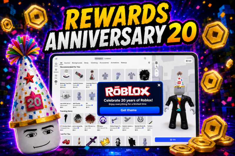 Cómo conseguir 500 Robux y el gorro del 20.º aniversario de Roblox